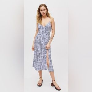 Urban Outfitters Ashley Blue Floral Midi Dress
